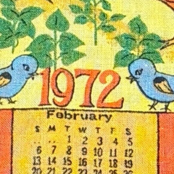 1972 Retro Rooster Linen Calander Tea Towel - Picture 5 of 8